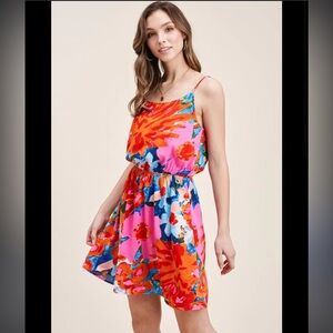 NWT! Staccato Multi-Colored Floral Sun Dress with Adjustable Straps, Size Medium
